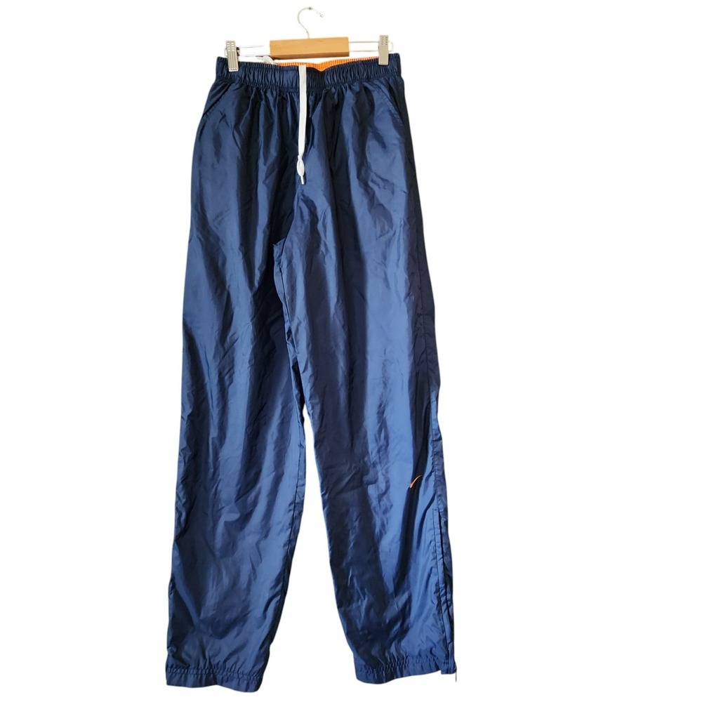 Vintage Y2K‎ Nike Track Pants Youth M 8-10 Windbreaker Zip Ankle Navy Blue